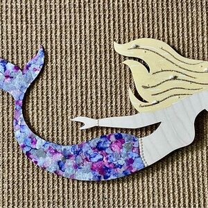 Wood Mermaid Wall Art Purples